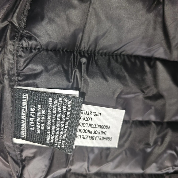 Urban Republic Black Puffer Jacket with Quilted Design and High Collar - Picture 7 of 14